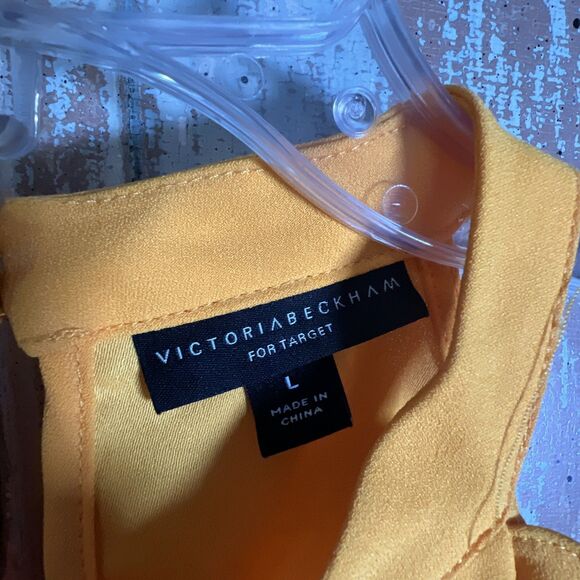 Victoria Beckham For Target Light Orange Halter Style Blouse Size L Ruffles - Picture 6 of 9